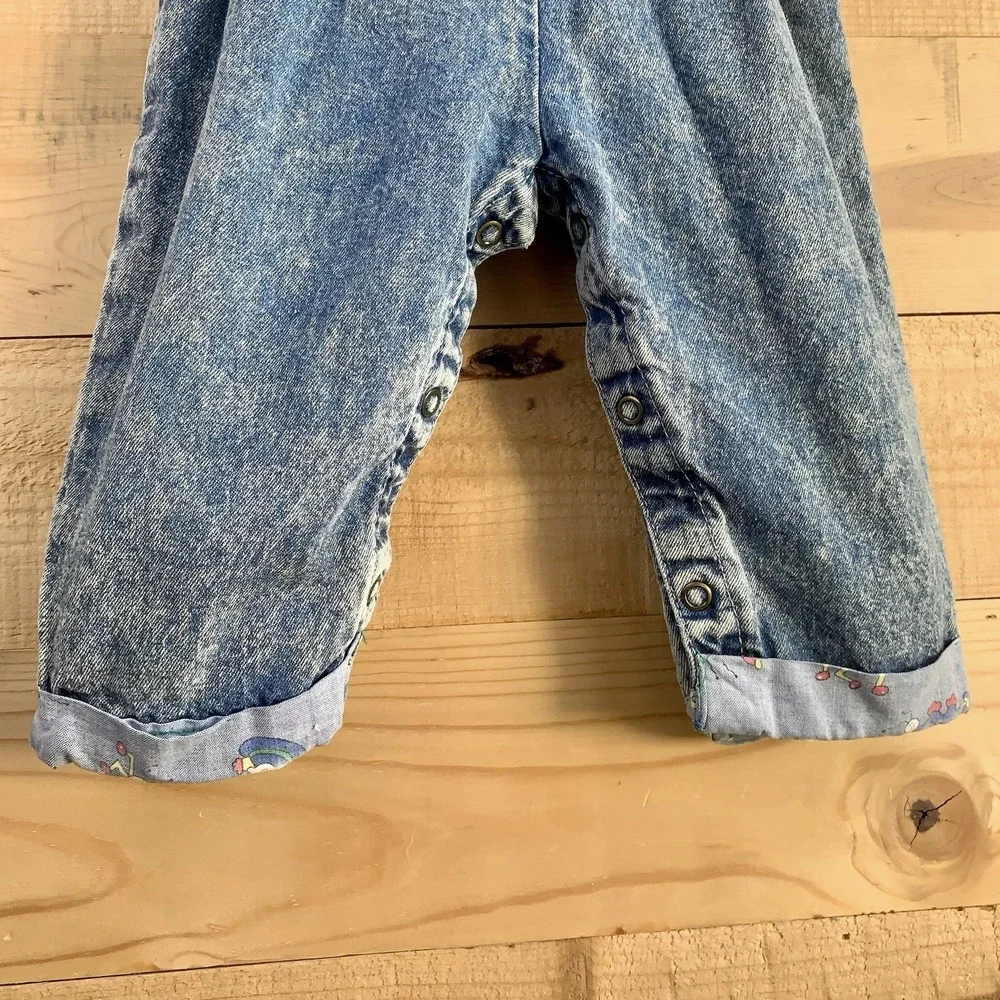 VTG RARE Oshkosh Vestbak Bubble Overalls 12mo Open Button Front Embossed 3D Logo